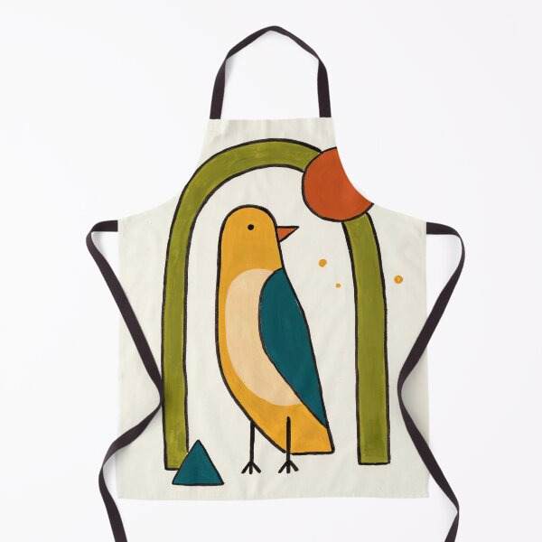 Item preview, Retro Mid Century Gold Sun Bird Poster designed and sold by Filora Atelier | Bird Art.