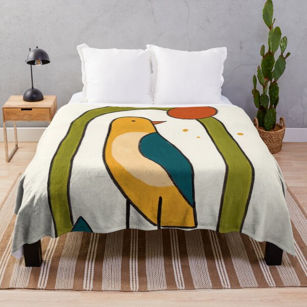 Item preview, Retro Mid Century Gold Sun Bird Poster designed and sold by Filora Atelier | Bird Art.