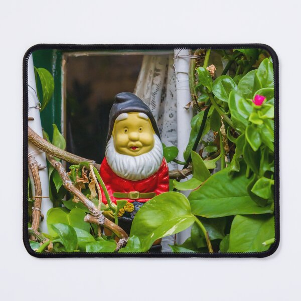 Item preview, Garden Gnome in Green Window Box Surrounded by Lush Vines and Potted Plants designed and sold by Nmallia.