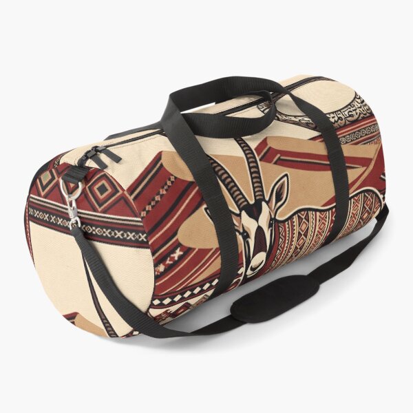 Item preview, EMIRATES Vintage Travel Illustration - Ornate Antelope Walking in a Woven Desert designed and sold by ZUMERI.