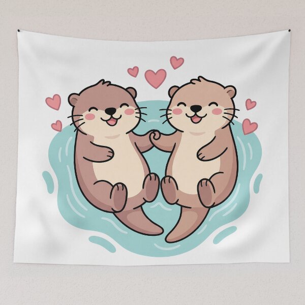 Item preview, Cute Sea Otters Holding Hands Cute Couple Art designed and sold by BobbyTee Merch.