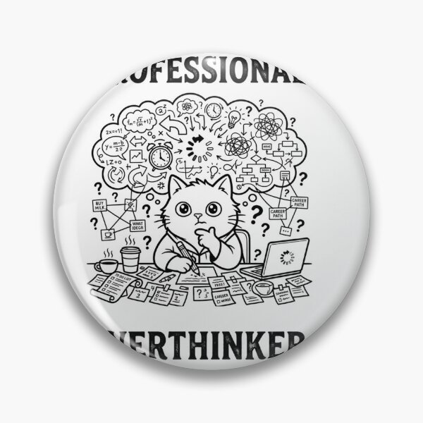 Item preview, Professional Overthinker Funny Cat Illustration designed and sold by Meow-gical Wear.