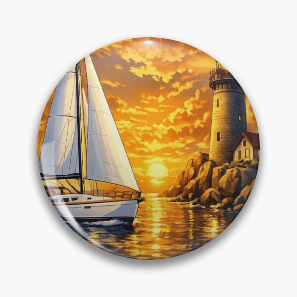 Item preview, Sunset Sailboat Lighthouse Ocean Scene designed and sold by WearTheVibe Store.