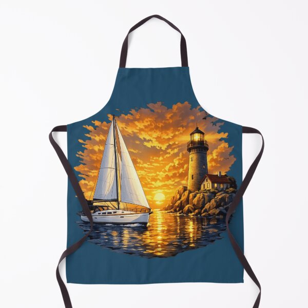 Item preview, Sunset Sailboat Lighthouse Ocean Scene designed and sold by WearTheVibe Store.