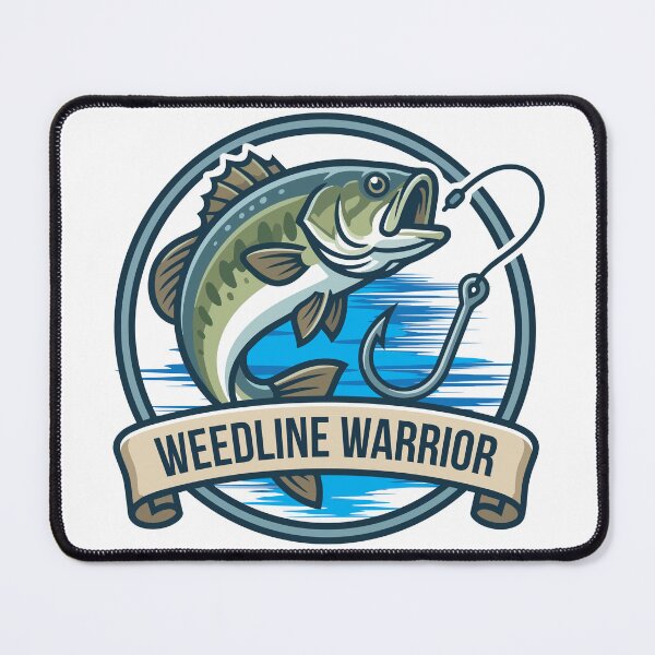 Item preview, Bass fishing Illustration in logo style with text "Weedline Warrior". designed and sold by Art-Horizon.