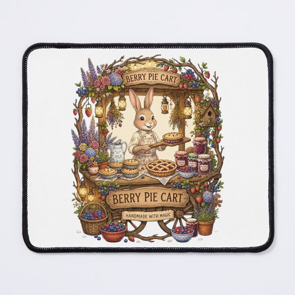 Item preview, Berry Pie Cart | Cottagecore Bunny Baker | Woodland Bakery Stand | Rustic Berry Pie Market | Whimsical Rabbit Kitchen Decor | Fantasy Bakery Art designed and sold by MrDev.