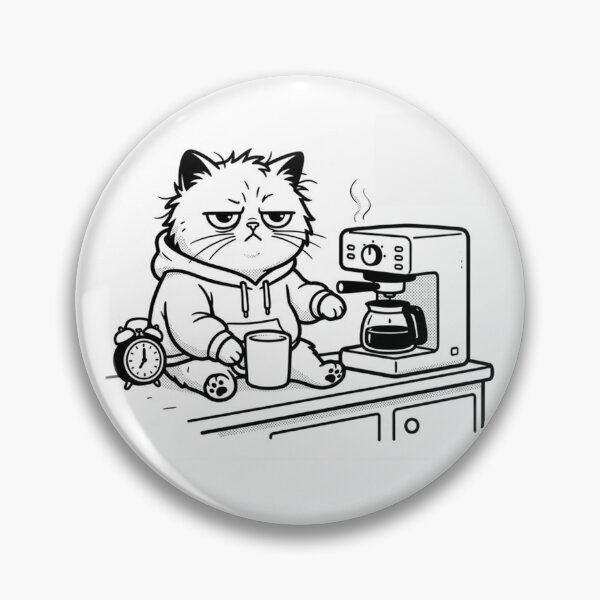 Item preview, Grumpy Morning Coffee Cat Minimalist Illustration designed and sold by Meow-gical Wear.