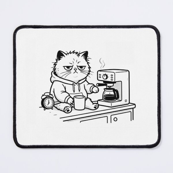 Item preview, Grumpy Morning Coffee Cat Minimalist Illustration designed and sold by Meow-gical Wear.