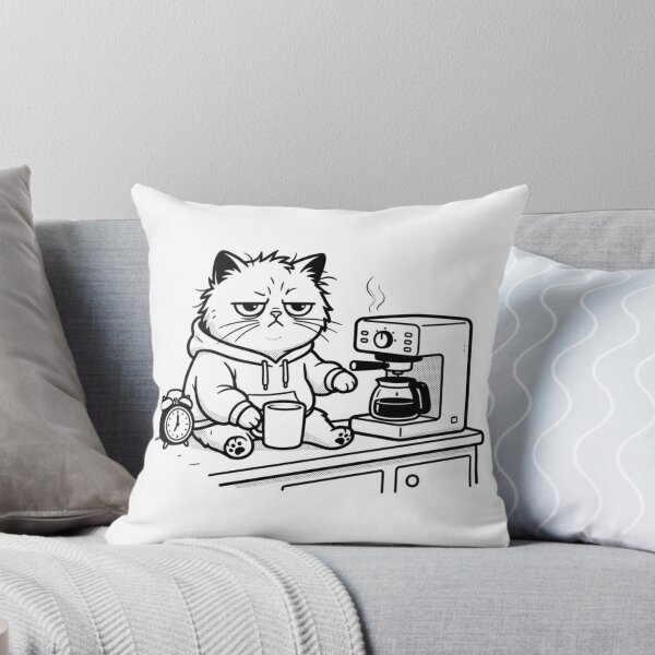 Item preview, Grumpy Morning Coffee Cat Minimalist Illustration designed and sold by Meow-gical Wear.