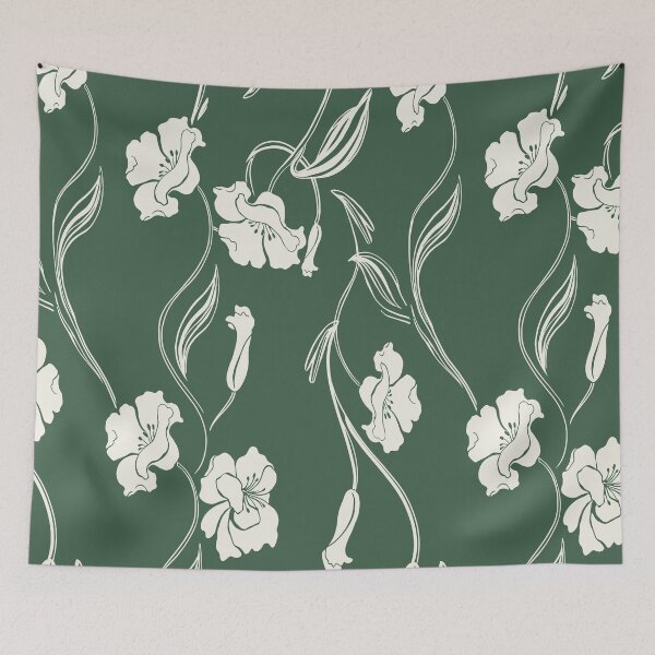 Item preview, Forest Green Minimalist Floral Vine Pattern designed and sold by Aniko Tulipan.