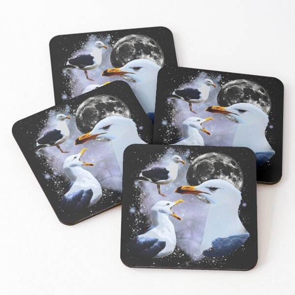 Item preview, Retro Three Seagulls Moon Galaxy Coastal Bird Vintage T-Shirt designed and sold by blawdi.