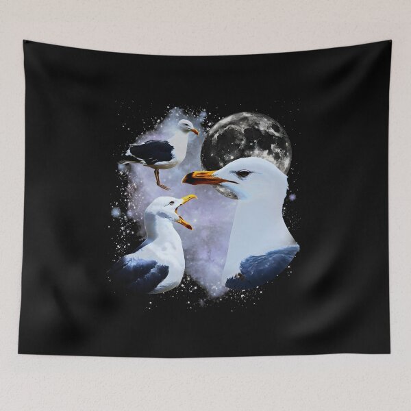Item preview, Retro Three Seagulls Moon Galaxy Coastal Bird Vintage T-Shirt designed and sold by blawdi.