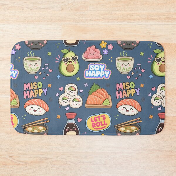 Item preview, Sushi Cute Collage Pastel Seamless Pattern designed and sold by HowToCanadian.