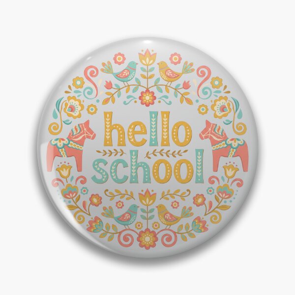 Item preview, Hello School Folk Art Floral Sticker Design designed and sold by hattie's.