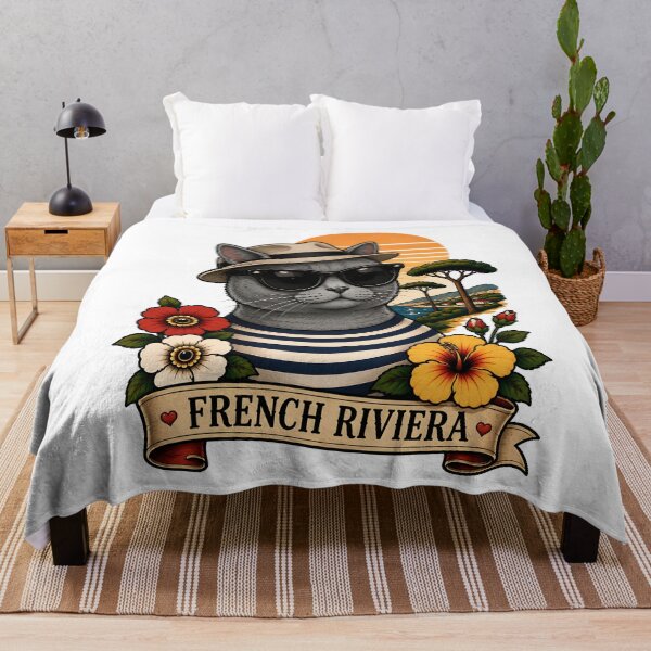 Item preview, Vintage French Riviera Cat Cool Summer Beach designed and sold by Old's Cool Cat Studio.