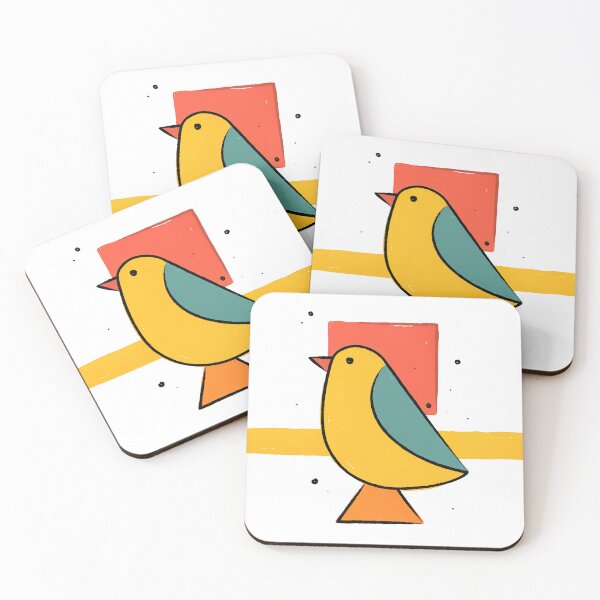 Item preview, Minimalist Bauhaus Yellow Bird Poster designed and sold by Filora Atelier | Bird Art.