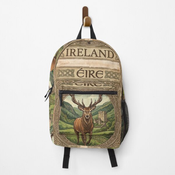 Item preview, IRELAND Vintage Travel Illustration - Regal Deer Stepping in an Ancient Glen designed and sold by ZUMERI.