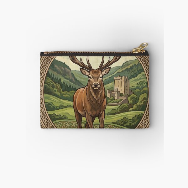 Item preview, IRELAND Vintage Travel Illustration - Regal Deer Stepping in an Ancient Glen designed and sold by ZUMERI.