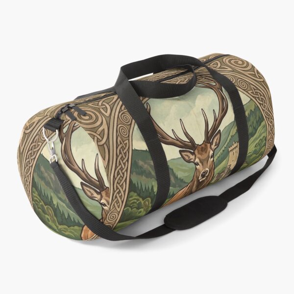 Item preview, IRELAND Vintage Travel Illustration - Regal Deer Stepping in an Ancient Glen designed and sold by ZUMERI.