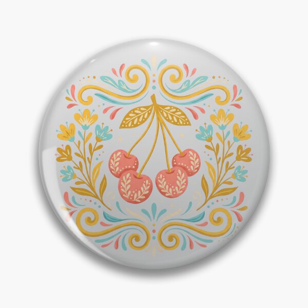 Item preview, Folk Art Cherry Botanical Floral Design designed and sold by hattie's.