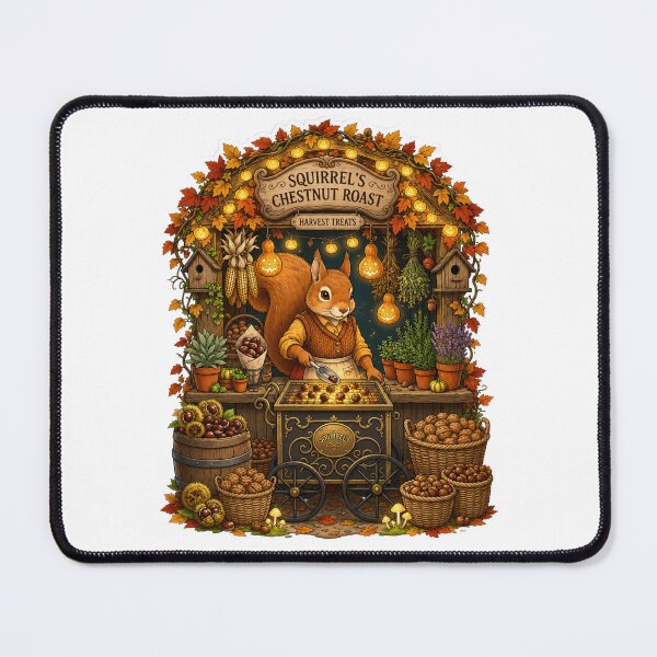 Item preview, Squirrel's Chestnut Roast | Cottagecore Autumn Market | Woodland Harvest Stand | Cozy Fall Squirrel Art | Pumpkin Lantern Decor | Whimsical Forest Kitchen designed and sold by MrDev.
