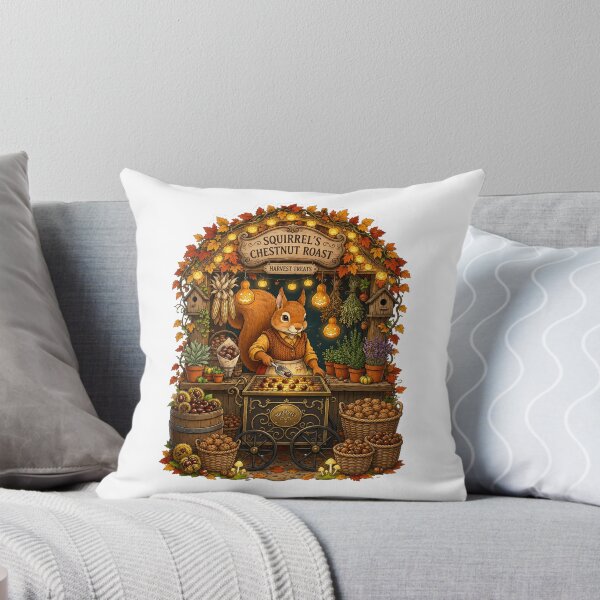 Item preview, Squirrel's Chestnut Roast | Cottagecore Autumn Market | Woodland Harvest Stand | Cozy Fall Squirrel Art | Pumpkin Lantern Decor | Whimsical Forest Kitchen designed and sold by MrDev.