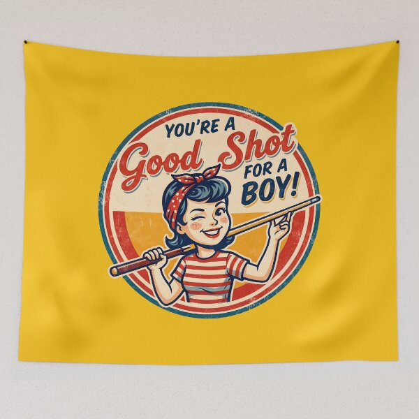 Item preview, You're A Good Shot For A Boy Retro Billiards Poster designed and sold by ThreadRiotTees.