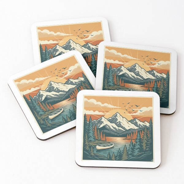 Item preview, Retro Mountain Lake Camping Landscape Art designed and sold by Herodestroyer.
