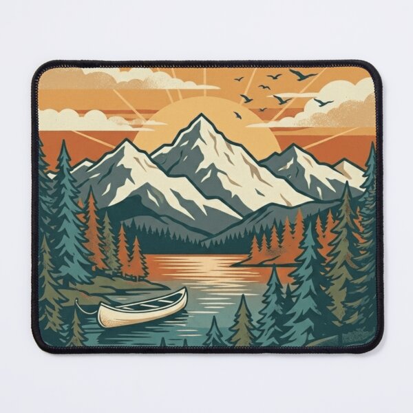Item preview, Retro Mountain Lake Camping Landscape Art designed and sold by Herodestroyer.