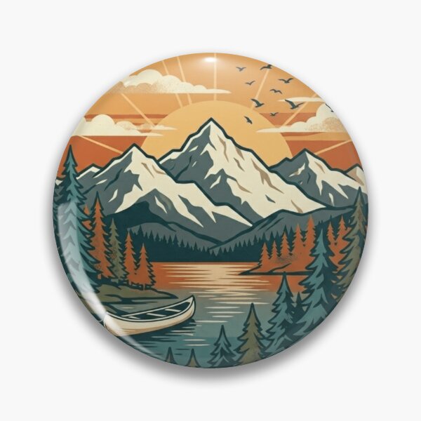 Item preview, Retro Mountain Lake Camping Landscape Art designed and sold by Herodestroyer.