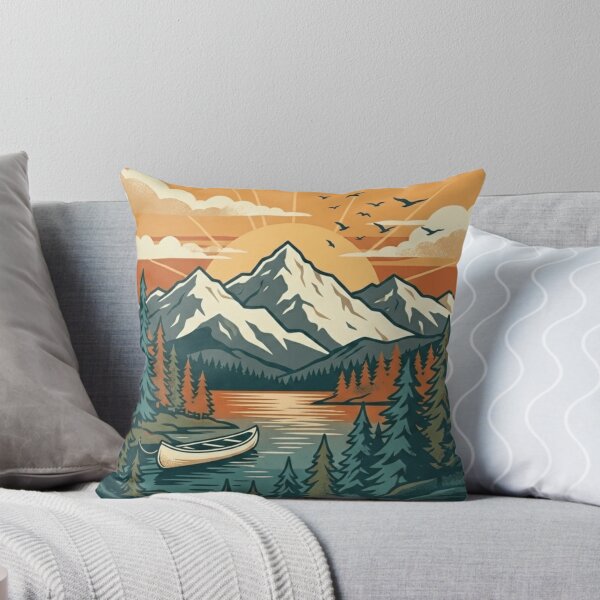 Item preview, Retro Mountain Lake Camping Landscape Art designed and sold by Herodestroyer.
