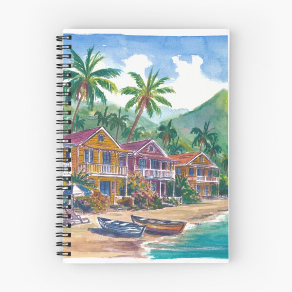 Item preview, Coloridas casas caribeñas bajo los majestuosos Pitones de Santa Lucía designed and sold by artshop77.