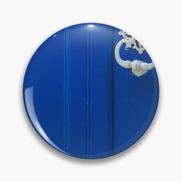 Item preview, Blue Wooden Door With White Ornate Knocker And Keyhole On Painted Entrance Panel designed and sold by Nmallia.