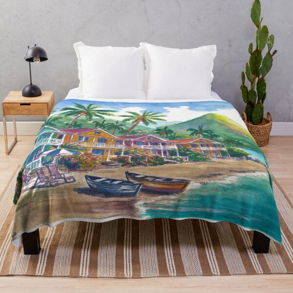 Item preview, Colorful Caribbean Houses Beneath Saint Lucia’s Majestic Pitons designed and sold by artshop77.