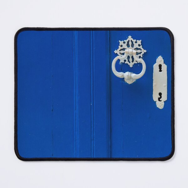 Item preview, Blue Wooden Door With White Ornate Knocker And Keyhole On Painted Entrance Panel designed and sold by Nmallia.