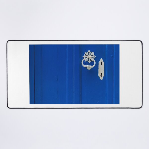 Item preview, Blue Wooden Door With White Ornate Knocker And Keyhole On Painted Entrance Panel designed and sold by Nmallia.