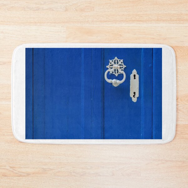 Item preview, Blue Wooden Door With White Ornate Knocker And Keyhole On Painted Entrance Panel designed and sold by Nmallia.