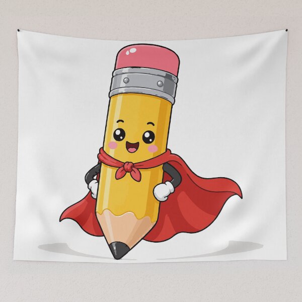 Item preview, Captain Pencil T-Shirt & Sticker | Cute Kawaii Superhero School Mascot | Teacher & Student Gift designed and sold by Sunday.Supply.