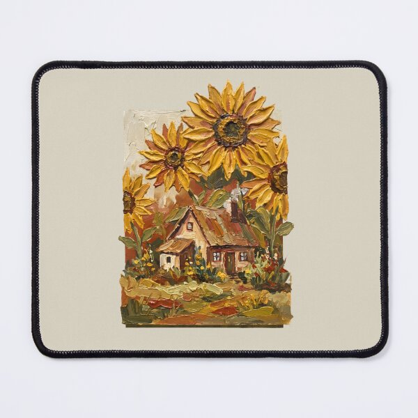 Item preview, Golden Sunflower Cottage Oil Painting designed and sold by FEBRICAST.