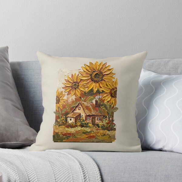 Item preview, Golden Sunflower Cottage Oil Painting designed and sold by FEBRICAST.