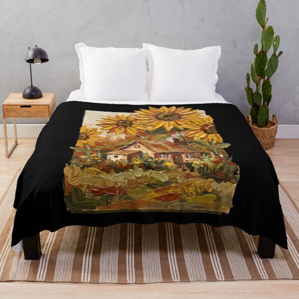 Item preview, Golden Sunflower Cottage Oil Painting designed and sold by FEBRICAST.