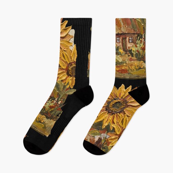 Item preview, Golden Sunflower Cottage Oil Painting designed and sold by FEBRICAST.