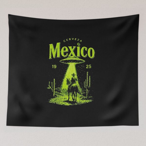 Item preview, Mexico UFO Cowboy Retro Desert  | Alien Western Sci-Fi Vintage Art designed and sold by Gbriel3.