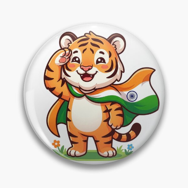 Item preview, Cute Chibi Indian Tiger National Flag Cape Patriotic Sticker designed and sold by pickzone.
