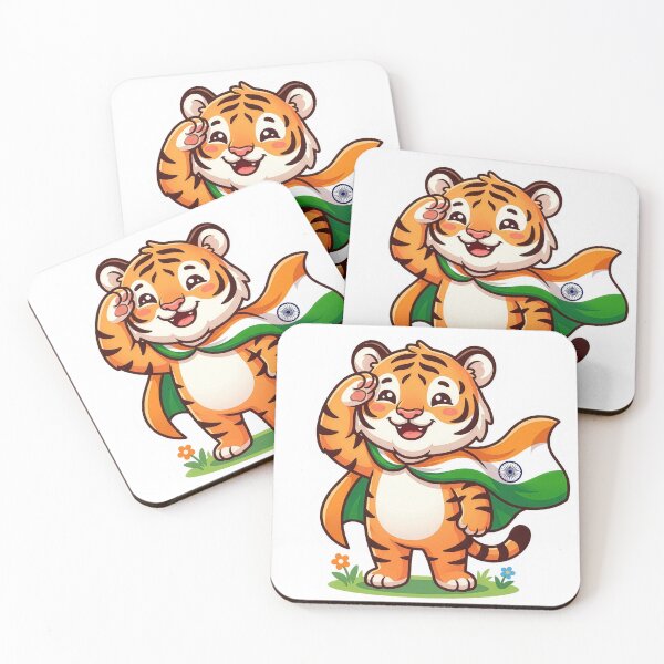 Item preview, Cute Chibi Indian Tiger National Flag Cape Patriotic Sticker designed and sold by pickzone.