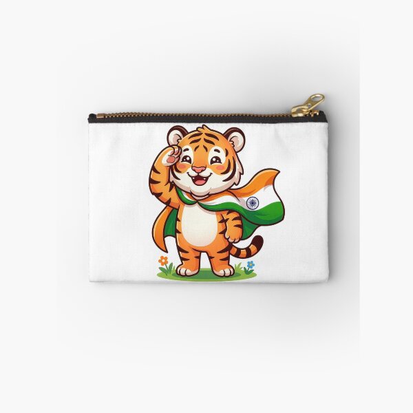 Item preview, Cute Chibi Indian Tiger National Flag Cape Patriotic Sticker designed and sold by pickzone.