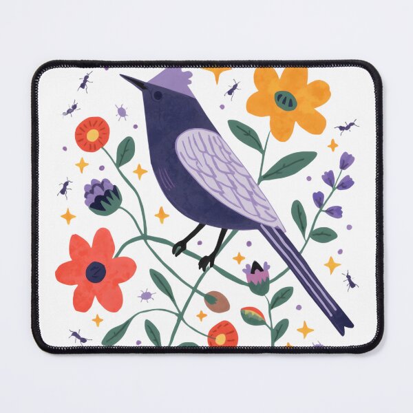 Item preview, Whimsical Folk Art Songbird and Wildflowers Illustration designed and sold by jhgjykuo.