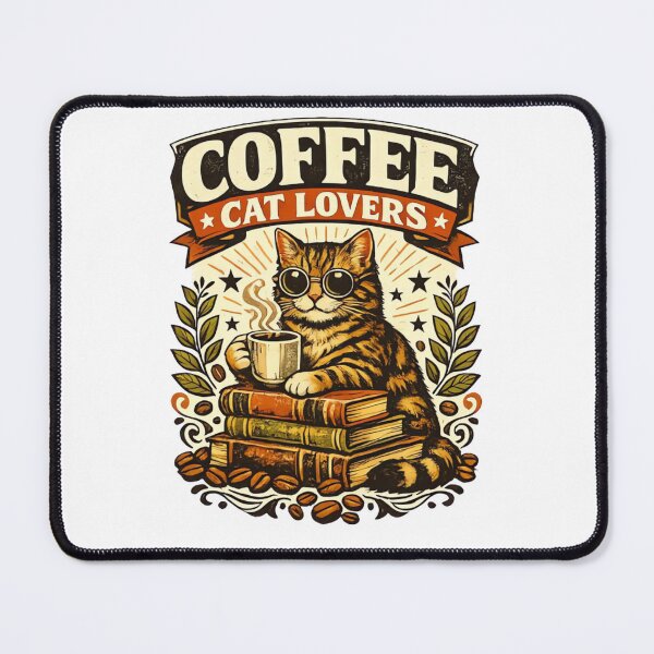 Item preview, Retro Cat with Coffee & Books Badge Design designed and sold by urbinet.