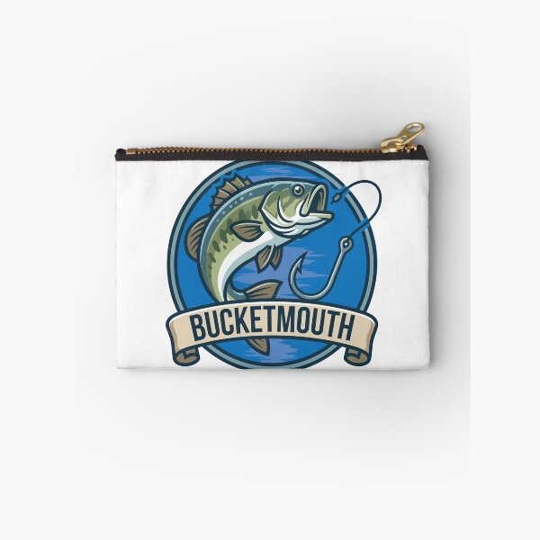Item preview, Bass fishing Illustration in logo style with text "Bucket Mouth". designed and sold by Art-Horizon.