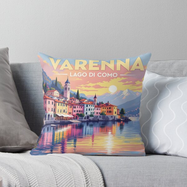 Item preview, Varenna, Lago di Como, Italy: Vintage-Style Painterly Travel Poster designed and sold by LSVart.